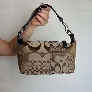Coach Demi Vintage Y2K Brown and Black Patchwork Signature Canvas Mini Bag